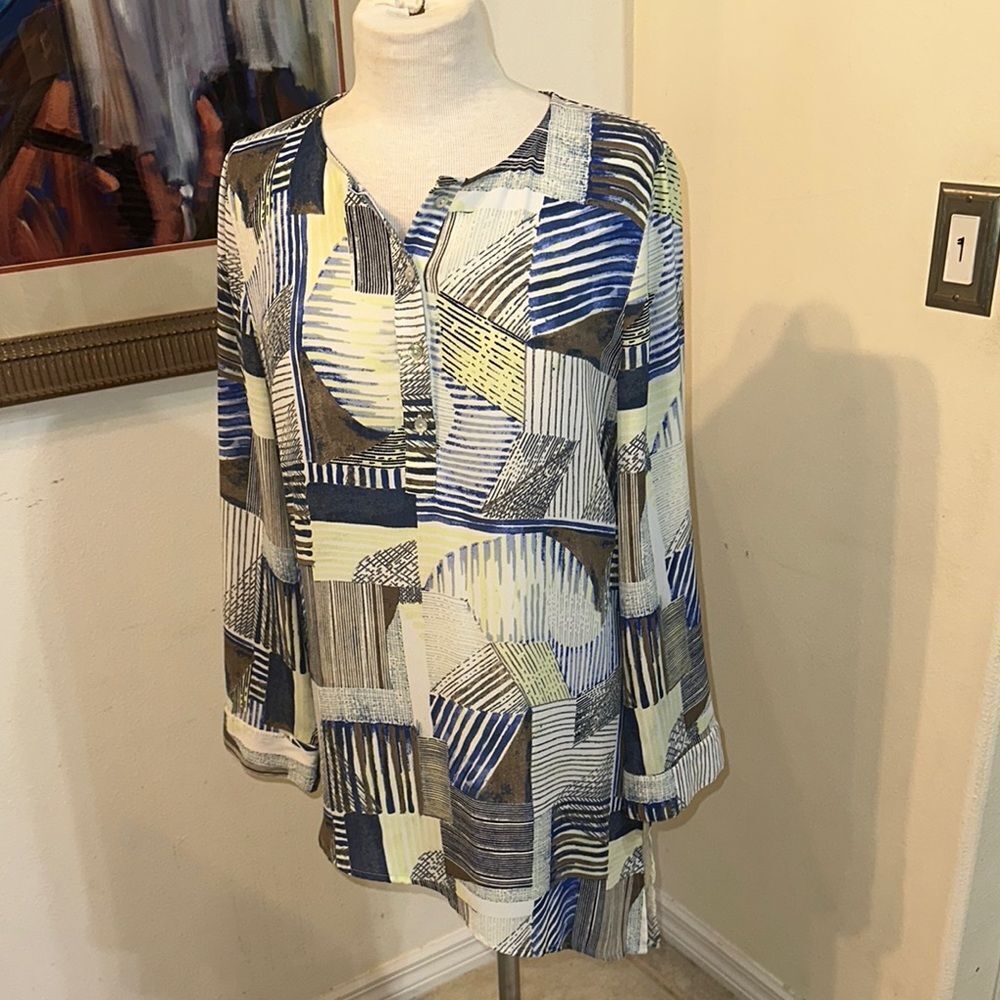 Chico’s Abstract Patterned Asymmetrical Hem Women… - image 2